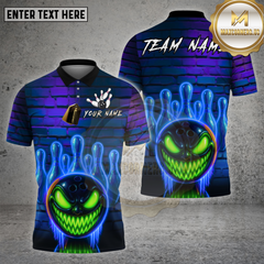 Maxcorners Bowling Shirt Neon Graffiti Evil Ball Multioptions Personalized Name, Team Name Unisex 3D Shirt (4 Colors)