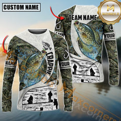 Maxcorners Crappie Fishing Camo Forest Scene Personalized Name, Team Name Long Sleeve Shirt