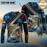 Maxcorners Pike Fishing Ocean Wave Power Personalized Name, Team Name Long Sleeve Shirt
