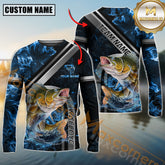 Maxcorners Walleye Fishing Ocean Wave Power Personalized Name, Team Name Long Sleeve Shirt