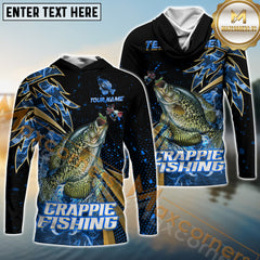 Maxcorners Crappie Fishing Hooked Jump Splash Personalized Name, Team Name Long Sleeve Shirt