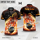 Maxcorners Bowling & Pins Smoke Spider Pattern Multicolor Option Customized Name, Team Name 3D Polo Shirt (4 Colors)