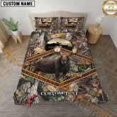 Maxcorners Custom Text Moose Hunting Leather Camo Pattern Bedding Set 3D All Over Printed (4 colors)