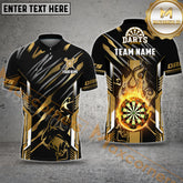 Maxcorners Darts Flame Premium Tiger Pattern Multicolor Options Personalized Name, Team Name 3D Polo Shirt (4 Colors)