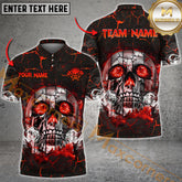 Maxcorners Darts Premium Skull Smoke Pattern Multicolor Options Personalized Name, Team Name 3D Polo Shirt (4 Colors)