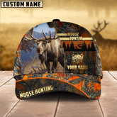 Maxcorners Moose Hunting Forest Pattern Multicolor Personalized Name 3D Cap (2 colors)