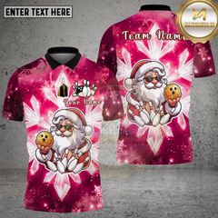 Maxcorners Bowling Shirt Santa Claus Bowling Snowflake Ice Crystal Multi Options Personalized Name, Team Name 3D Shirt