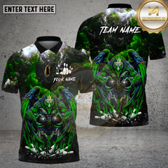 Maxcorners Bowling Shirt Bowling Phoenix King Red Thunder Multi Options Personalized Name, Team Name 3D Shirt