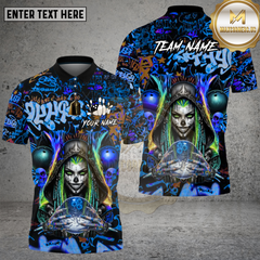Maxcorners Bowling Shirt Bowling Reaper Neon Graffiti Skull Multi Options Personalized Name, Team Name 3D Shirt