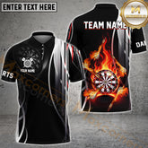 Maxcorner Darts Flame Pattern Multicolor Option Customized Name 3D Shirt (4 Colors)