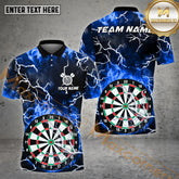 Maxcorners Darts Flame Lightning Thunder Dartboard Multicolor Options Personalized Name, Team Name 3D Polo Shirt (4 Colors)