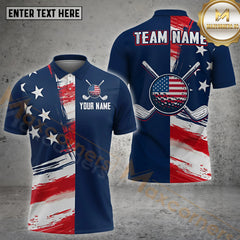 Maxcorners Golf Flag Of USA Pattern Customized Name, Team Name Shirts Style 11