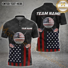 Maxcorners Golf Flag Of USA Pattern Customized Name, Team Name Shirts Style 6