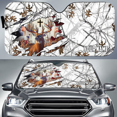 Maxcorners Colorful God America Hunting Deer Personalized Custom Name Car Auto Sun Shade