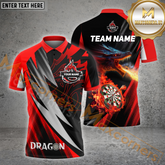 Maxcorners Darts For Team Design Dragon Fire Pattern Option Customized Name 3D Shirt (4 Colors)