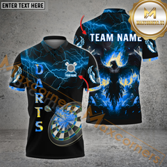 Maxcorners Darts Phoenix Fire Pattern Option Customized Name 3D Shirt (4 Colors)