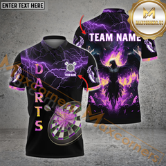 Maxcorners Darts Phoenix Fire Pattern Option Customized Name 3D Shirt (4 Colors)