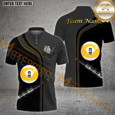 Maxcorners Black Billiards 9 Ball Fantasy Pattern Multicolor Options Personalized Name, Team Name 3D Polo Shirt (4 Colors)