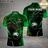 Maxcorners Billiards 8 Ball Aero Dragon Pattern Multicolor Options Personalized Name, Team Name 3D Polo Shirt (4 Colors)