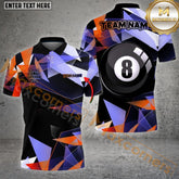 Maxcorners Billiard Ball 8 Colorful Glass Multicolor Options Personalized Name, Team Name 3D Polo Shirt (4 Colors)