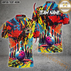 Maxcorners Bowling Graffiti Paint Old School Jersey Personalized Name, Team Name 3D Shirt (4 colors))