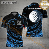 Maxcorners Golf Polynesian Pattern Multicolor Option Customized Name, Team Name 3D Polo Shirt (4 Colors)