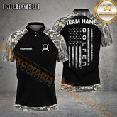 Maxcorners Golf Digital Camo Pattern Multicolor Option Customized Name, Team Name 3D Polo Shirt (4 Colors)