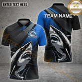 Maxcorners Shark Bowling & Pins Light Line Pattern Multicolor Option Customized Name, Team Name 3D Polo Shirt (4 Colors)