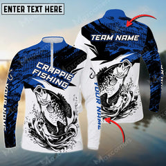 Maxcorners Crappie Fishing Personalized Name Long Sleeve Quarter Zip Jersey Shirt