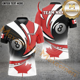 Maxcorners Billiard Canada Flag Options Personalized Name, Team Name 3D Polo Shirt