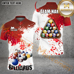 Maxcorners Billiard Retro Paint Style Options Personalized Name, Team Name 3D Polo Shirt (4 Colors)