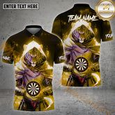 Maxcorners Darts Mystery Tiger Pattern Multicolor Options Personalized Name, Team Name 3D Polo Shirt (4 Colors)