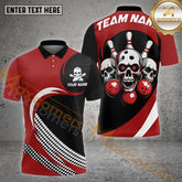 Maxcorners Skull Bowling With Balls & Striking Wave Pattern Multicolor Options Personalized Name, Team Name 3D Shirt (4 Colors)