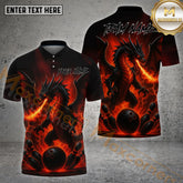 Maxcorners Dragon Bowling With Flaming Fire Breath Design Multicolor Options Personalized Name, Team Name 3D Shirt (4 Colors)