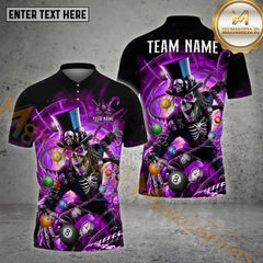 Maxcorners Billiard Skull Ball Pattern Personalized Name, Team Name 3D Polo Shirt (4 Colors)