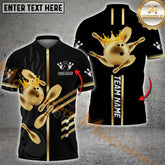 Maxcorner Bowling Ball & Pins Crown King Multicolor Option Customized Name 3D Shirt (6 Colors)