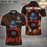 Maxcorners Darts Skull Old Dartboard Magma Pattern Multicolor Options Personalized Name, Team Name 3D Polo Shirt (4 Colors)
