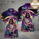 Maxcorners Darts Magical Skull Multicolor Options Personalized Name, Team Name 3D Polo Shirt (6 Colors)