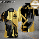 Maxcorner Bowling Ball & Pins Golden Pattern Multicolor Option Customized Name 3D Shirt (6 Colors)