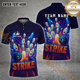 Maxcorners Bowling Shirt Angry Ball Strike Explosion Style Multicolor Options Personalized Name, Team Name 3D Shirt (4 Colors)