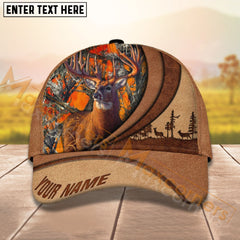 Maxcorners Deer Hunting Leather Pattern Personalized Name 3D Cap (8 colors)