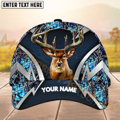 Maxcorners Deer Hunting Silver Pattern Personalized Name 3D Cap (4 colors)