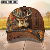 Maxcorners Deer Hunting Leather Camo Pattern Personalized Name 3D Cap For Deer Hunter (9 colors)