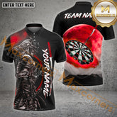 Maxcorners Darts Moon Samurai Pattern Multicolor Options Personalized Name, Team Name 3D Polo Shirt (4 Colors)