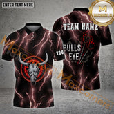 Maxcorners Darts Lightning Thunder Bulls Eye Pattern Multicolor Options Personalized Name, Team Name 3D Polo Shirt (4 Colors)