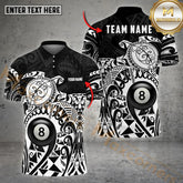 Maxcorners Billiard 8 Ball Maori Turtle Pattern Multicolor Options Personalized Name, Team Name 3D Shirt (4 Colors)