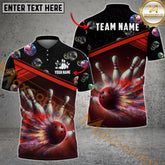 Maxcorners Bowling Ball & Pins Galaxy Bowling Ball Multicolor Options Personalized Name, Team Name 3D Shirt (4 Colors)