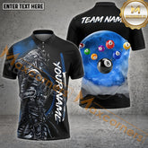 Maxcorners Billiard Galaxy Moon Samurai Multicolor Options Personalized Name, Team Name 3D Polo Shirt (4 Colors)