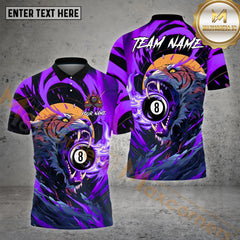 Maxcorners Billiard Tiger 8 Ball Pattern Personalized Name, Team Name 3D Polo Shirt (4 Colors)