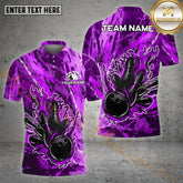 Maxcorners Bowling Colorful Ink Bowling Ball Multicolor Options Personalized Name, Team Name 3D Polo Shirt (4 Colors)